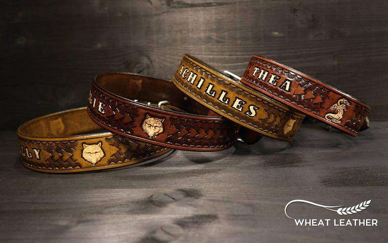 Personalized Leather Collar Personalised Dog Image 0