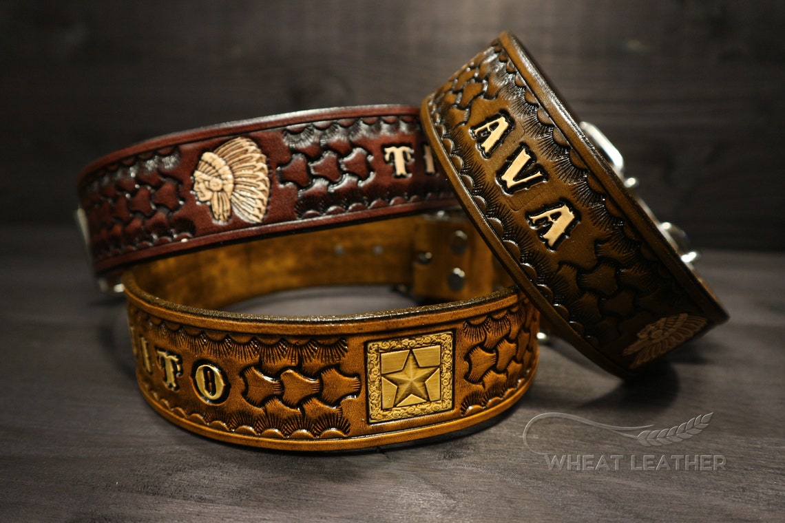 PERSONALIZED LEATHER COLLAR // Collar with name // Etsy