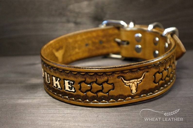 PERSONALIZED LEATHER COLLAR // Collar with name // Personalised leather dog collar // High quality dog collar // Personalized collar //Chief 4. Medium Brown