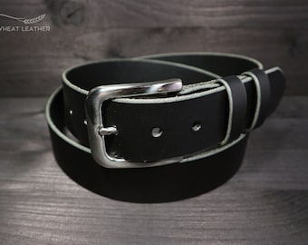 Handmade Leather Belt with Stainless Steel Buckle - Personalized and Timeless