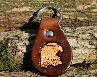 LEATHER KEYCHAIN - EAGLE // Bird // Party favor // Little gift //Leather key fob // Leather keyfob // Keychain // Keyfob // Keyring //