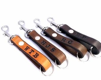 CUSTOM LEATHER KEYCHAIN with various 3D stamps, in six