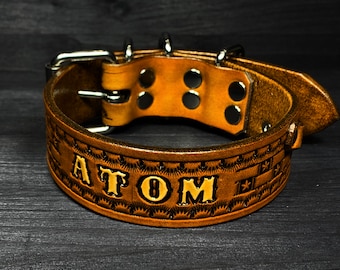 PERSONALIZED LEATHER COLLAR American // With name // Personalised leather dog collar // Collar for dogs // Collar with name //