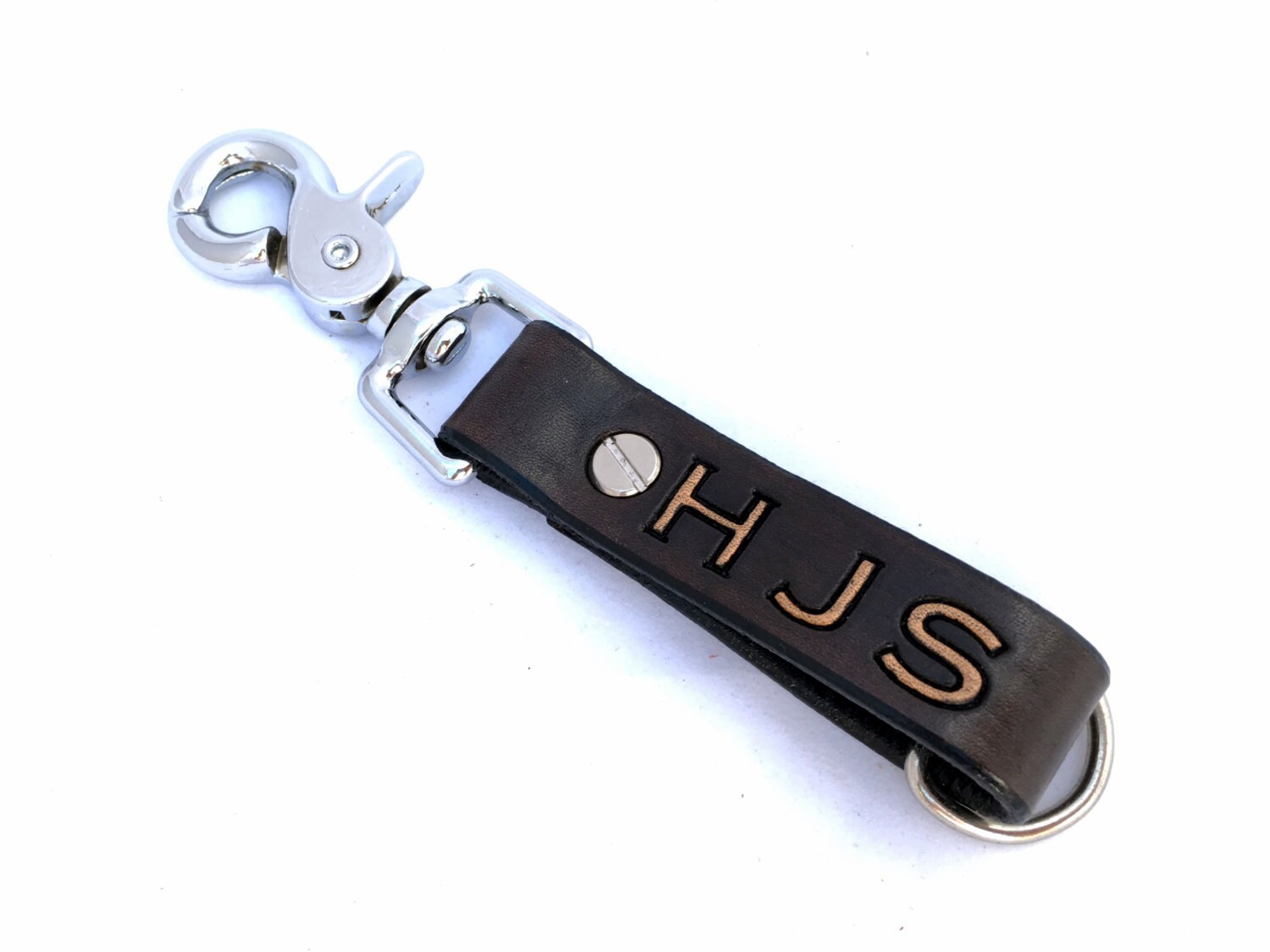 Black Monogram Leather Keychain