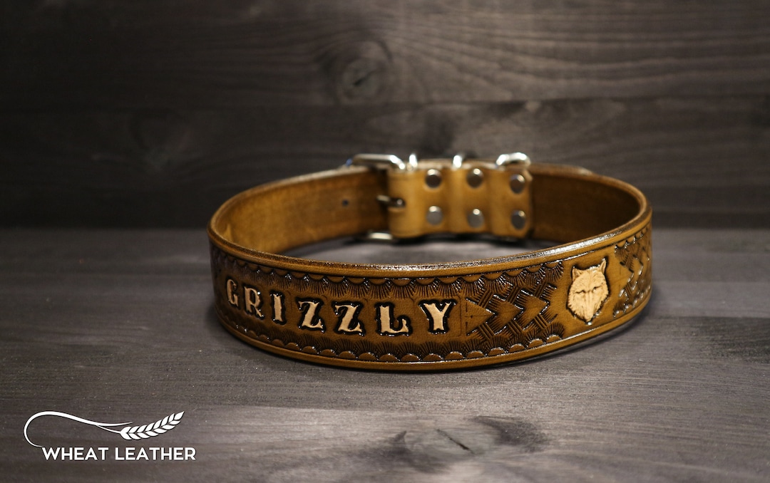 PERSONALIZED LEATHER COLLAR // Personalised Leather Dog Collar // High