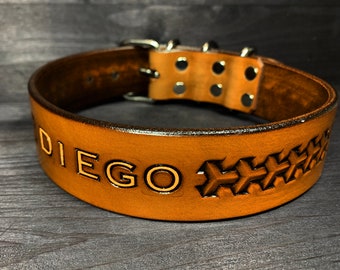 PERSONALIZED LEATHER COLLAR // With name // Personalised leather dog collar // Collar for dogs // Collar with name // Leather collar //Diego