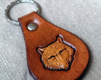 LEATHER KEYCHAIN - WOLF // Dog // Bear //  Party favor // Little gift //Leather key fob // Leather keyfob // Keychain // Keyfob // Keyring /