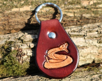 LEATHER KEYCHAIN - SNAKE // Rattlesnake // Party favor // Little gift //Leather key fob // Leather keyfob // Keychain // Keyfob // Keyring /