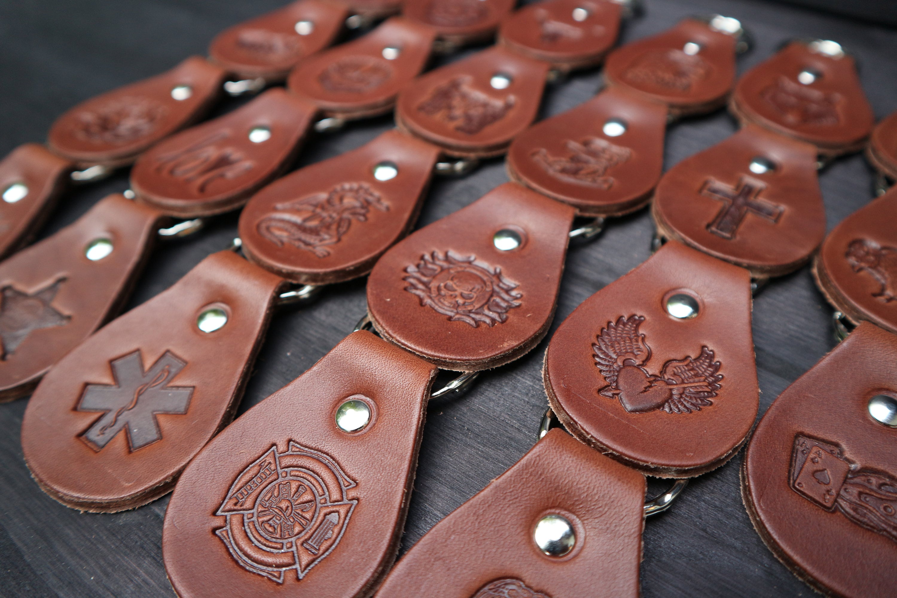 CUSTOM LEATHER KEYCHAIN With Various 3D Stamps in Two Colors Etsy