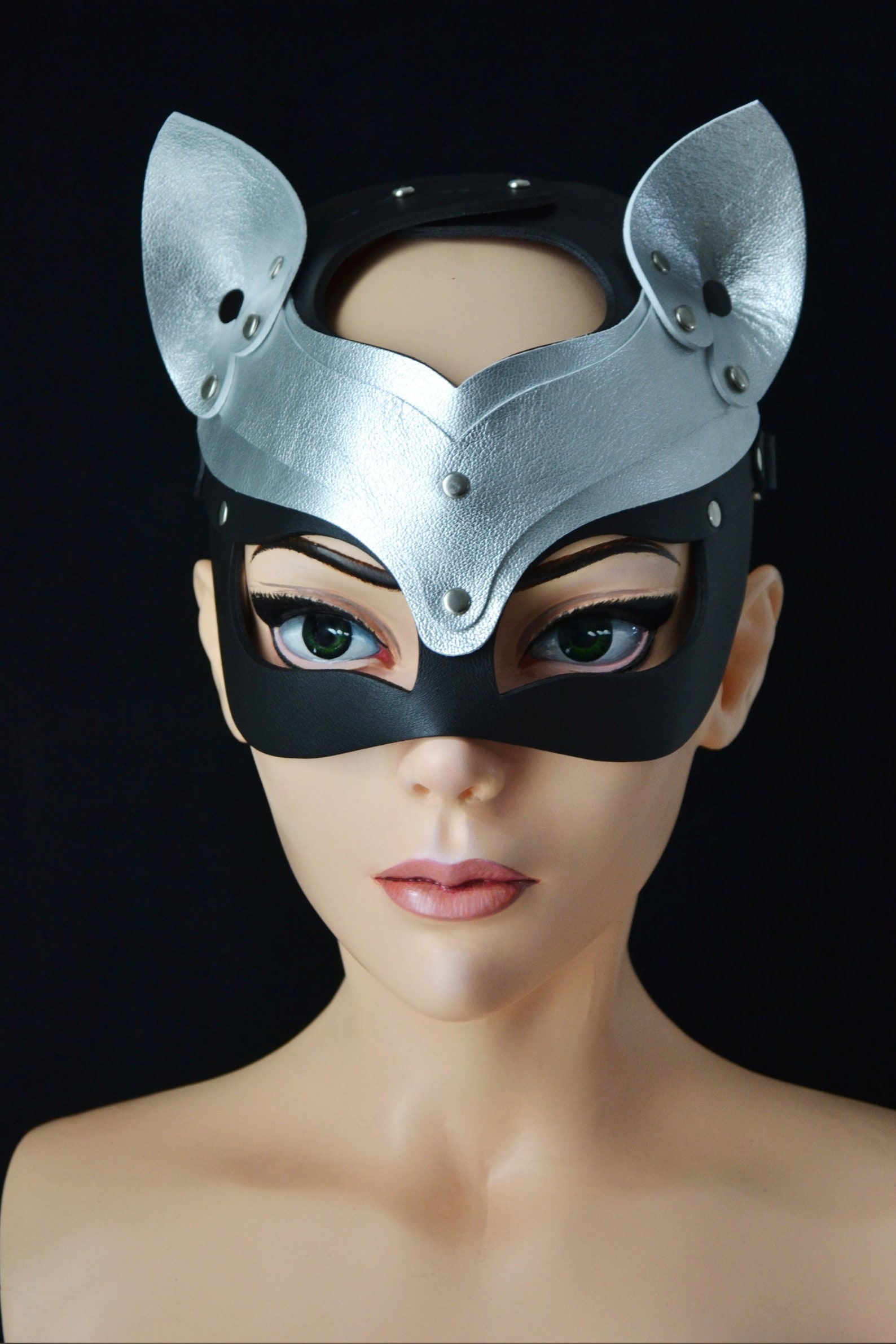 Leather Cat Mask BDSM Kitten Mask Cat woman Costume Woman Mask | Etsy