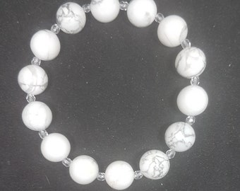 Bracelet en howlite blanche