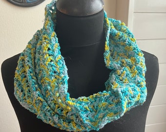 Snood d’ete ou de printemps en coton ton de la mer