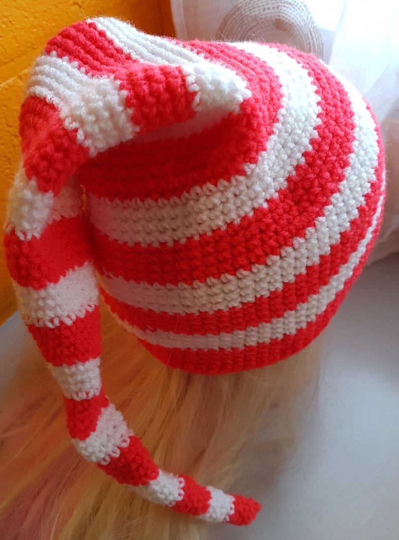 Crocheted elf cap for women by Swannelle signal cone humor image 2