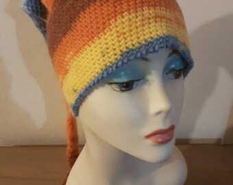 Pretty elf cap in wool angora polyamide color sea sun land