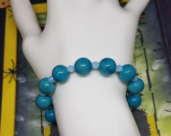 Bracelet en jade mashan bleu cyan