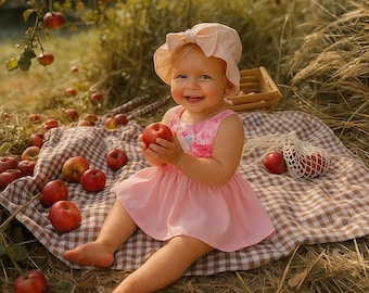 Pink Floral Pinafore Girl Dress, Toddler Picnic Dress, Vintage Floral Dress, Baby Girl Summer Outfit, Cottagecore Dress, Easter Outfit