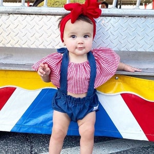 Adorable 4th of July Outfits for Girls, 4th of july outfits, Denim Toddler shorts, Patriotic clothes, Newborn Outfits, 4th of july Clothes