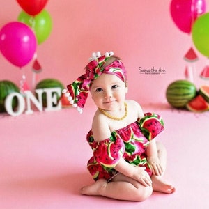 1 in Melon Birthday Outfit, Watermelon Girls Romper, Summer Baby Girl Rompers, Summer Outfits For Girls, Vacay Girls Outfits, Tropical party