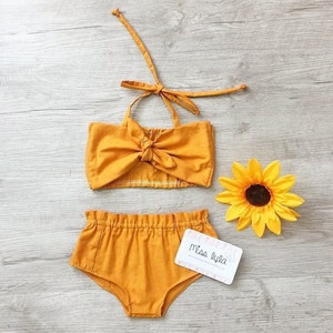Adorable Summer Baby Girls Outfits, Summer Baby Clothes, Luau baby Outfits, Newborn Outfits, Preemie baby clothes, Beach Clothing, Mustard