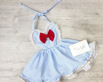 Adorable Dorothy Baby Halloween Costumes, Wizard of Oz Costumes, Cute Dorothy Outfits for Kids, Red Blue Gingham Dress for Baby, Newborn
