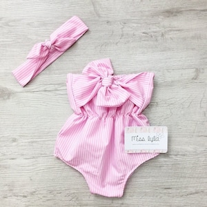 Adorable Pink Striped Rompers for Your Baby Girl, Trendy Summer Outfits for Baby Girls, Cute Baby Girl Rompers Newborn Girl Summer Clothing