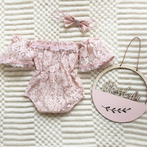 Baby girl romper, Vintage Romper, Pink Romper, Lace romper, 1st birthday, First Birthday, Cake smash, Photography prop, Baby shower gift,