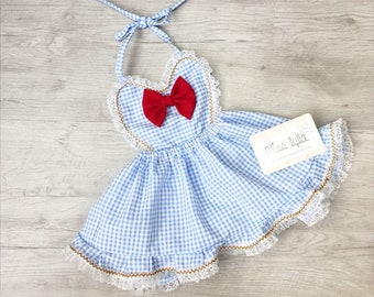 Dorothy baby Costume, Personalized Dorothy dress, Wizard of Oz Costume, Dorothy outfit, red blue gingham dress, Baby Halloween Costume