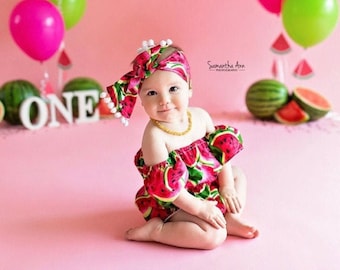 Baby Girl Watermelon Romper / Baby Girl Romper / Spring Romper / Baby Girl Summer Outfit / Watermelon Summer Romper