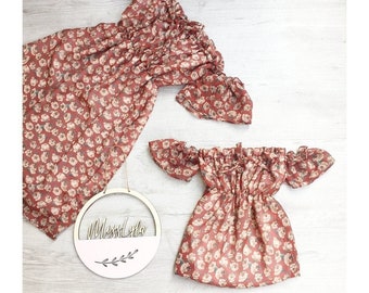 Adorable Matching Dresses for Moms and Daughters, Floral Red Dresses, Matching Dress, Mommy and Me Outfits, Mom and baby Dress, Boho Fall