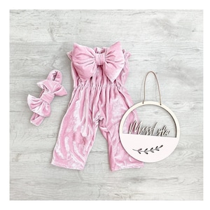 Pink Baby Jumpsuits, Bow Front Velvet Girls Rompers, Pink Girls Outfits, Cute  newborn Clothes, Baby Bodysuit, Cute Baby Outfits, Baby Gift