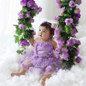 Purple Floral Baby Romper 1st Birthday Outfit, Cake Smash Outfit Girl, Baby Girl Romper, Toddler Birthday Outfit, Photoshoot Outfit