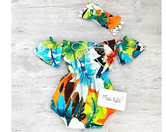 Summer Cake Smash Romper, girls birthday dress, Hawaiian Luau Party, tropical Birthday romper, Zoo theme romper