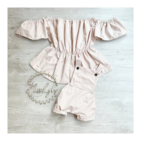 Maman et moi, chemises maman et moi, haut court beige, tenues maman et fils, cadeau de baby shower, haut d'été, haut court, haut mignon, barboteuse bébé garçon