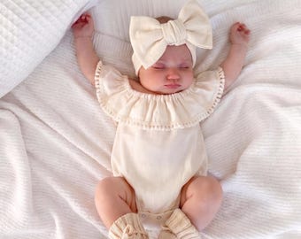 Cotton Boho Baby Romper | Baby Girl Bohemian Outfit | Cotton Baby Romper | Newborn Romper | Toddler Summer Outfit | Handmade Baby Clothes