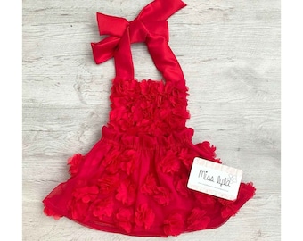 Red baby dress, Baby girl Christmas dress, Red cake smash dress, 1st birthday dress, Cake smash dress, Toddler Floral dress, Flower dress