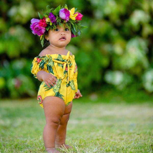 Mono tropical para niña, traje hawaiano de verano, mono bonito para bebé, ropa de vacaciones para niña, regalo para baby shower