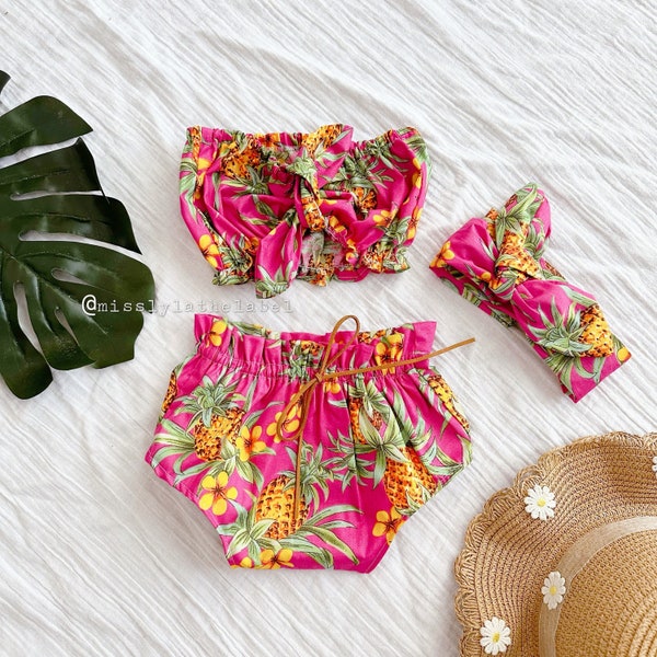 Must-Have Baby Girl Tropical Sets for the Summer, Hawaiian Baby Girl Outfits, Luau Baby Girl Outfits, Aloha Baby Clothes, Baby Summer Outfit