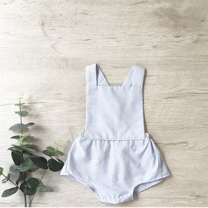 Classic Newborn Boy Romper – Infant Cotton Overall Outfit – Toddler Baby Boy Clothes – Neutral Baby Shower Gift – Photography Prop, Blue
