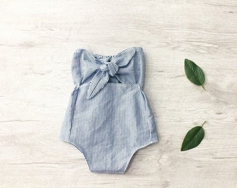 Baby Girl Summer Romper and Striped Romper, Denim Girls Romper, Toddler Outfits, Toddler Summer Outfit, Baby Girl Summer Romper, Newborn