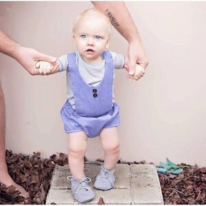 Newborn Boy Denim Outfits– Baby Boy Romper - Boys Overall Clothes – Infant Toddler Birthday Outfit– Cake Smash Boy Outfit – Baby Shower Gift