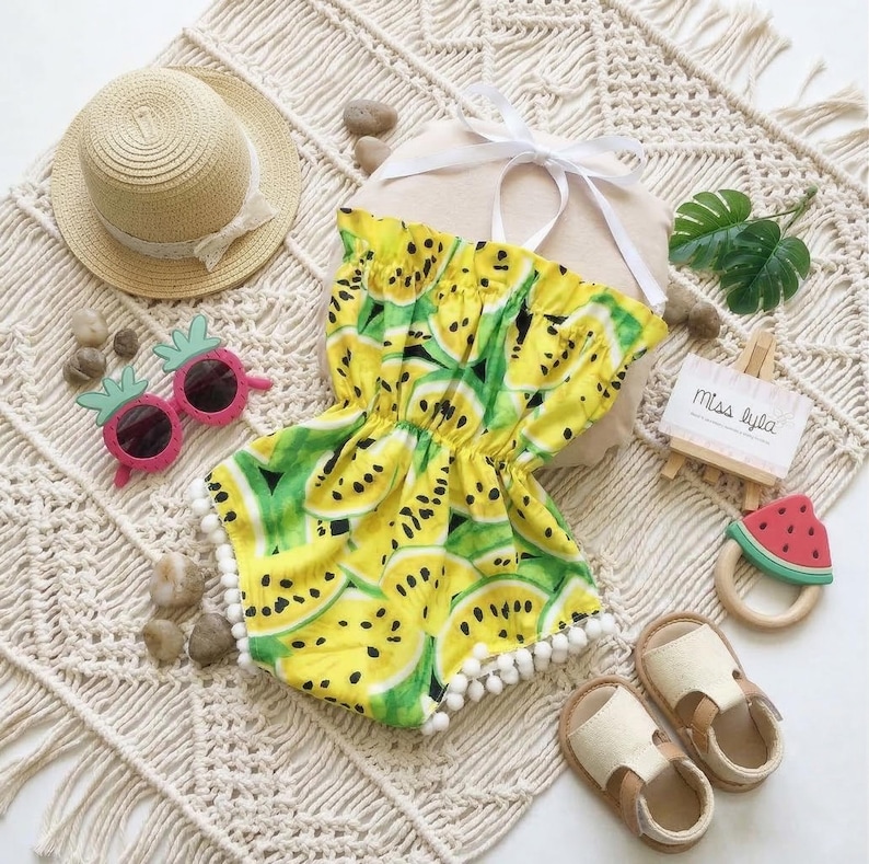 Watermelon Baby Girl Romper, Summer Baby Outfit, Fruit Baby Girl Outfit, Cute Baby Romper, Toddler Summer Clothes, Baby Shower Gift