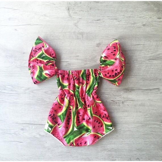 Baby girl romper / Watermelon baby romper / Cotton baby Etsy