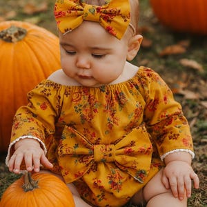 Jesienny kombinezon dla niemowląt w stylu boho | Strój dla niemowląt na Święto Dziękczynienia | Kombinezon dla dziewczynek w stylu vintage | Body dla dziewczynek | Jesienny strój na zdjęcia | Jesienne ubranka dla niemowląt