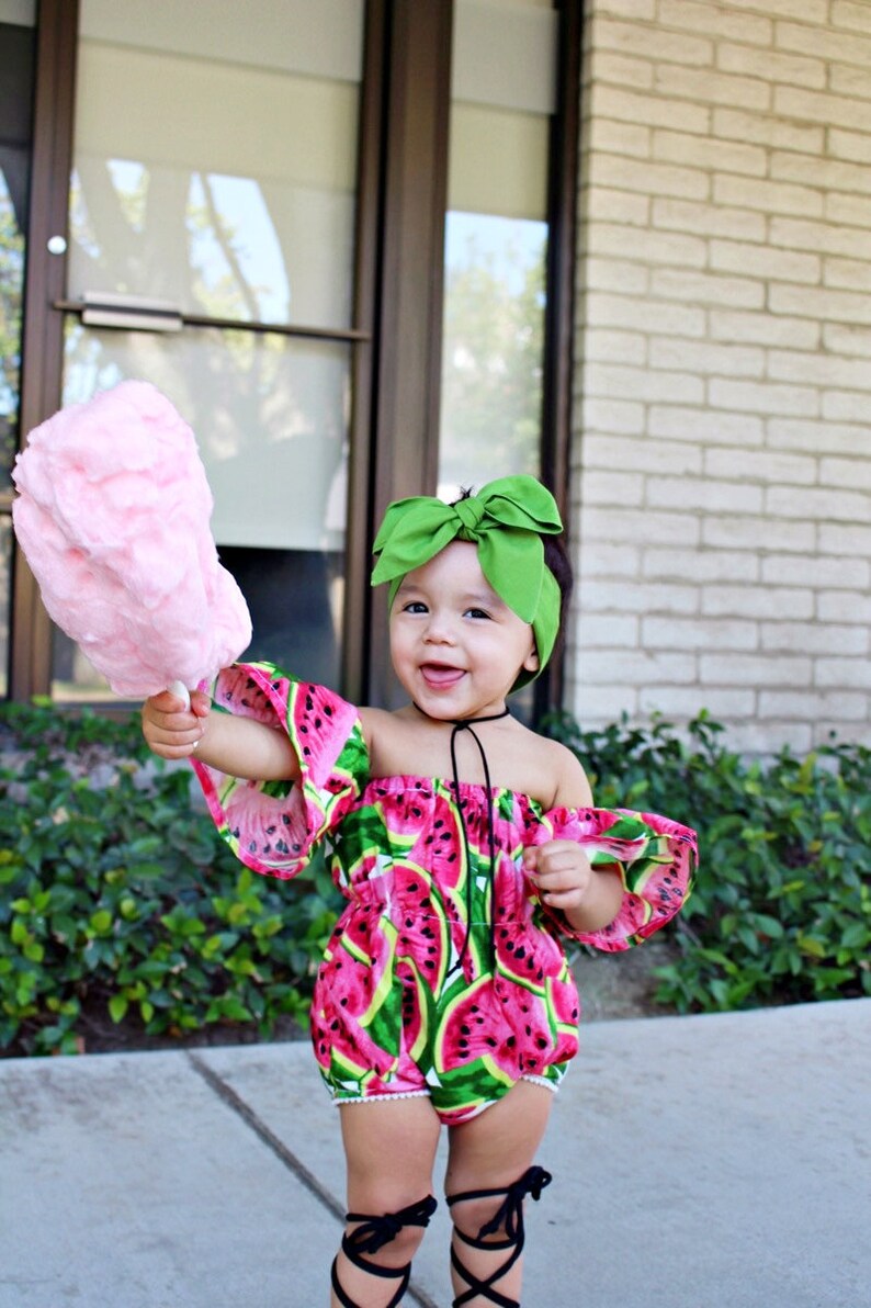 Baby Girl Watermelon Romper / Baby Girl Romper / Spring Romper Etsy