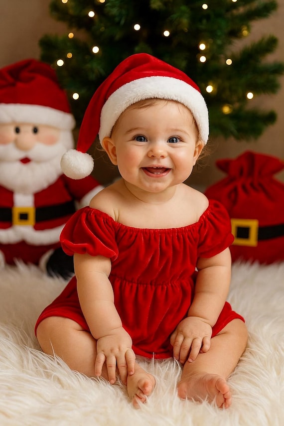 Red Velvet Baby Girl Dress, Valentine's Day Outfit, Christmas Infant Holiday Dress, Newborn Party Outfit