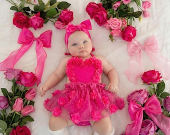 Baby-Mädchen-Strampelanzug, Geburtstags-Outfit, Mädchen, Neugeborenen-Strampler, Cake Smash Outfit, Baby-Mädchen-Geburtstags-Outfit, Blumen-Strampler-Kleid