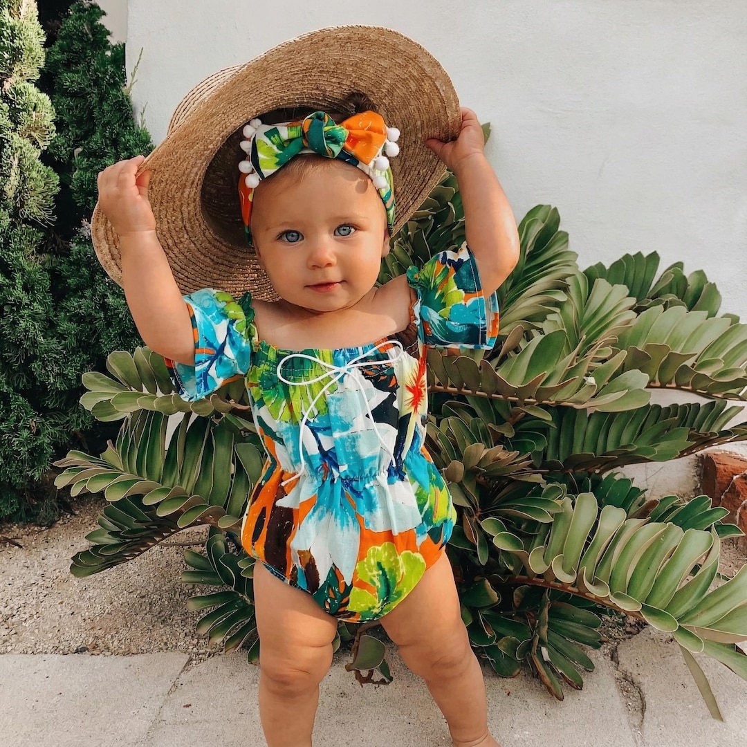 Tropical Baby Girl Romper, Hawaii Baby Outfit, Hawaiian Baby Romper ...