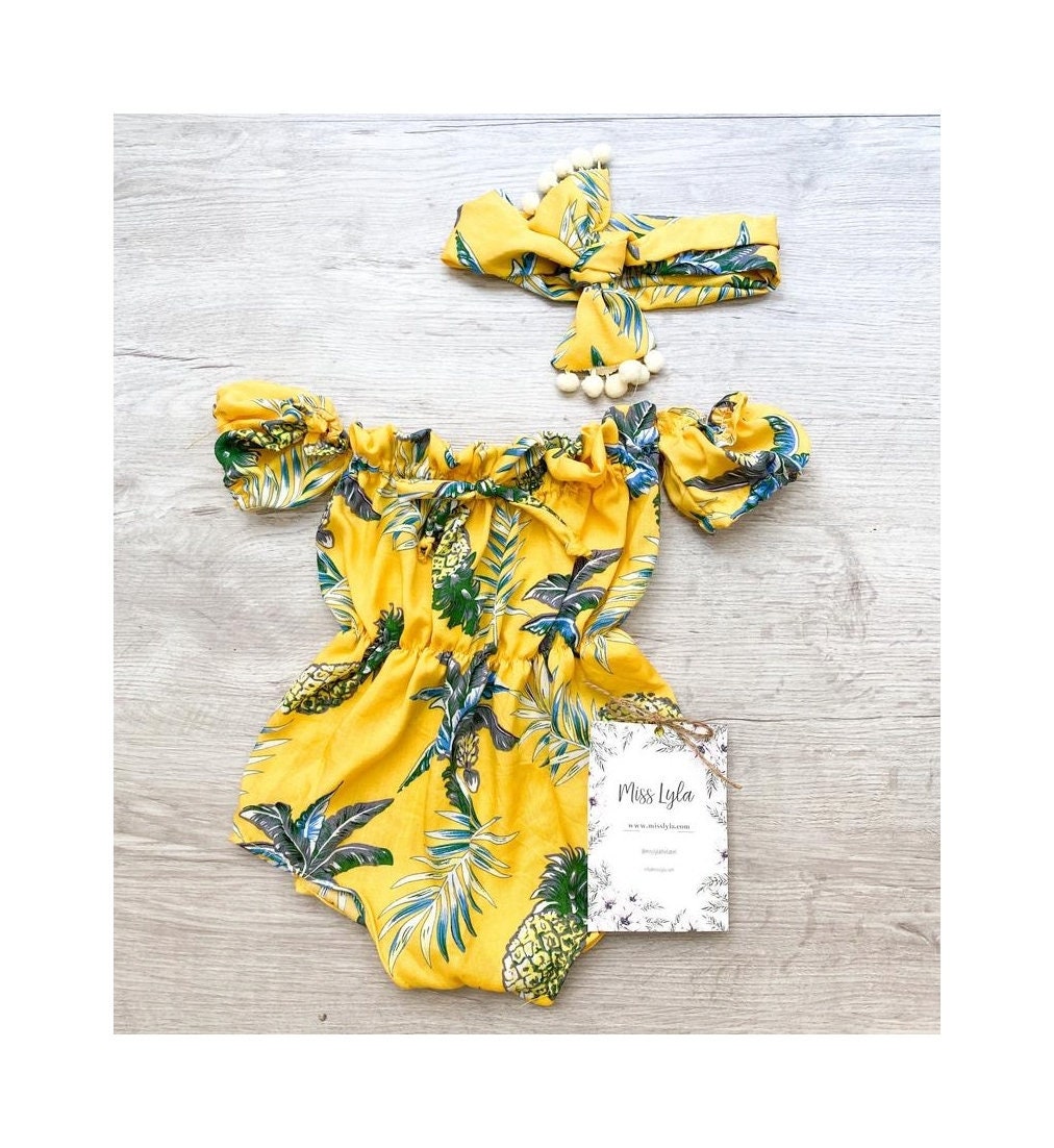 Baby girl tropical romper Baby romper girls romper Hula Etsy