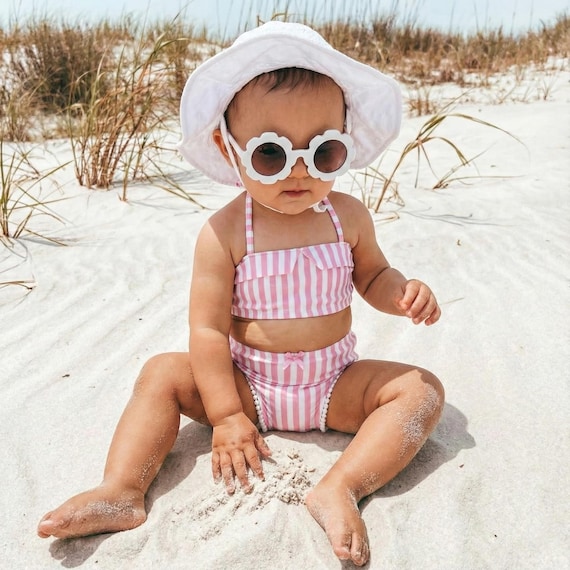 baby beach dress Girl Summer Outfit Pink White Striped Set, Top and Bummies, Newborn Girl Outfit, Baby Shower Gift, Cake Smash Outfit, Infant Clothes Baby boy beach