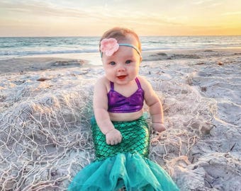 Vestito da sirena per bambina, costume da sirena per il primo compleanno, coda da sirena per bambina, vestito da torta, vestiti per neonata